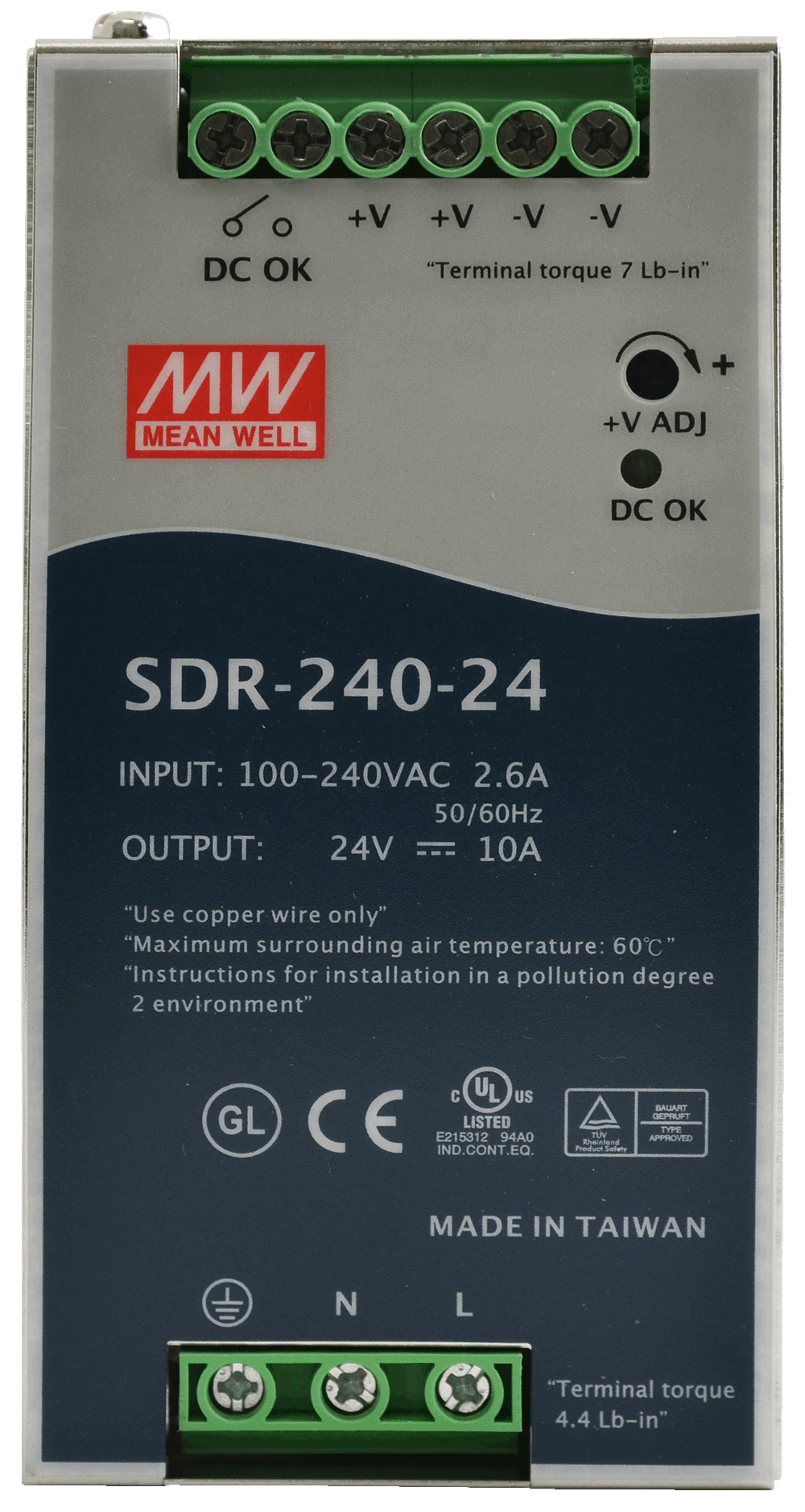 SDR 24V/240W/10A DIN rail power supply units SDR24024